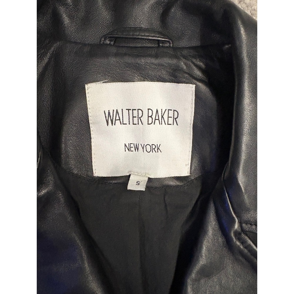 Walter Baker WB30133 Lamb Leather Moto Jacket S Black Biker Asymmetrical Zip - Picture 7 of 8